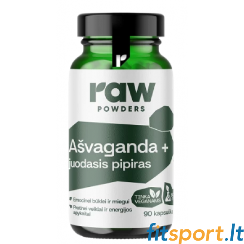 Raw Powders Ashwagandha + Schwarzer Pfeffer, 90 Kapseln. 