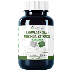 Alzuro Labs Ashwagandha (20:1 Extrakt) + Moringa (10:1 Extrakt) 90 Kapseln.