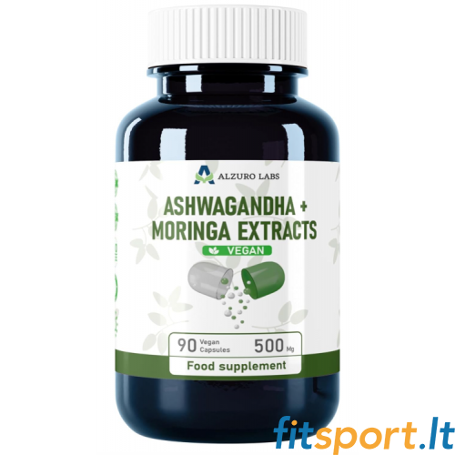 Alzuro Labs Ashwagandha (20:1 Extrakt) + Moringa (10:1 Extrakt) 90 Kapseln. 