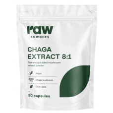 Rohpulver Chaga 8:1 Extrakt 90 Kapseln.