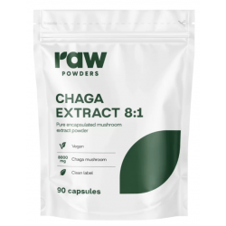 Rohpulver Chaga 8:1 Extrakt 90 Kapseln.
