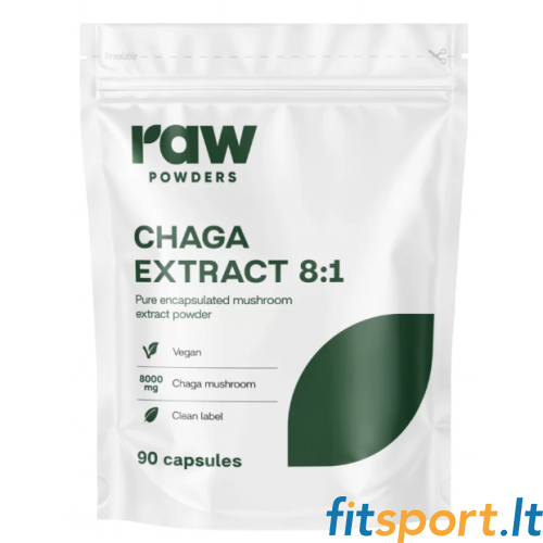 Rohpulver Chaga 8:1 Extrakt 90 Kapseln. 