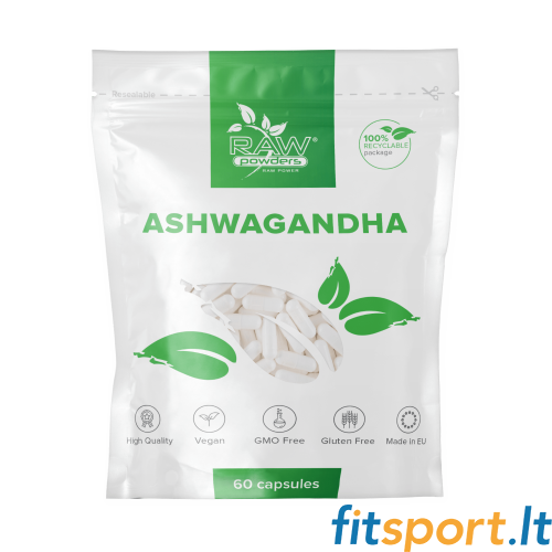 Rohpulver Ashwagandha 60 Kapseln. 
